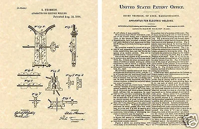 Thomson Arc Welder US PATENT Art Print READY TO FRAME!!  Vintage 1886 Electric • $9.95