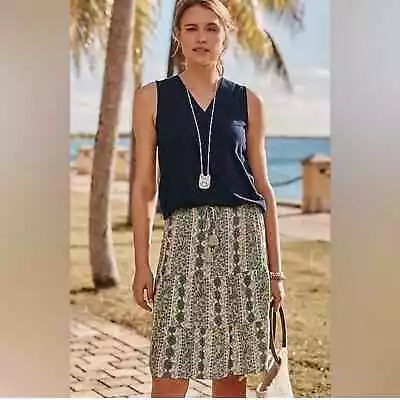 J. Jill Women's Plus Riviera Tiered Green Floral A-line Skirt Sz 2X • $29.99