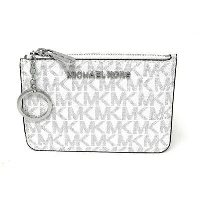 Michael Kors Jet Set Travel Coin Pouch With ID Key Holder Wallet BRIGHT WHITE  • $49