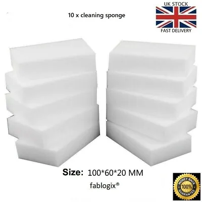 Magic Cleaning Sponge Eraser  X 10  Melamine Foam Stain Dirt Remover Fablogix® • £3.99