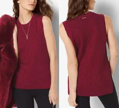 Michael Kors MH66N602A2 Cinnabar Red Ribbed Metallic Cotton-blend Lurex Top  $79 • $47.39