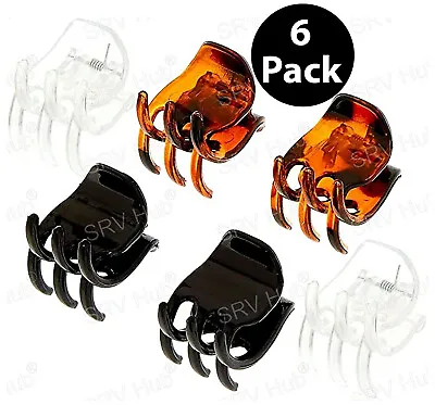 6x Plastic Hair Clips Styling Claws Black Clear & Tortoiseshell Jaw Clips 4cm • £5.99