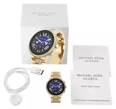 Michael Kors Mkt5146/mkt5146r Camille Black Dial Gold Glitz Womens Smart Watch • $299.99