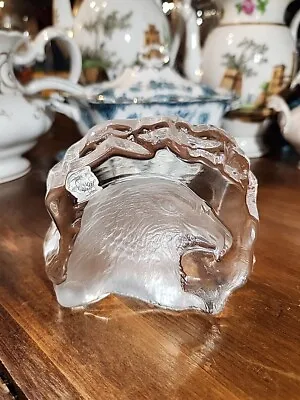 CRISTAL D'ARQUES Lead Crystal Etched Eagle Profile Paperweight France Vintage 4  • $16