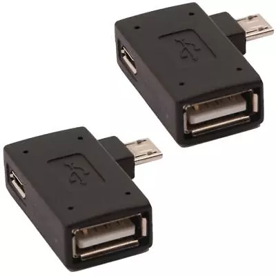 AuviPal 2-in-1 Powered Micro USB To USB OTG Adapter 90 Degree Right Angled 2Pack • $10.72