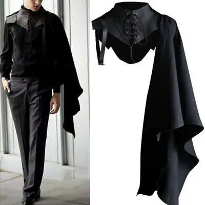 Medieval Armor Black Cloak Single Shoulder Retro Cape Gothic Punk Renaissance • $28.97