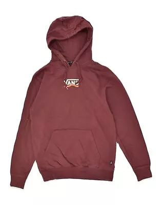 VANS Mens Graphic Hoodie Jumper XS Burgundy Cotton AE69 • £16.38