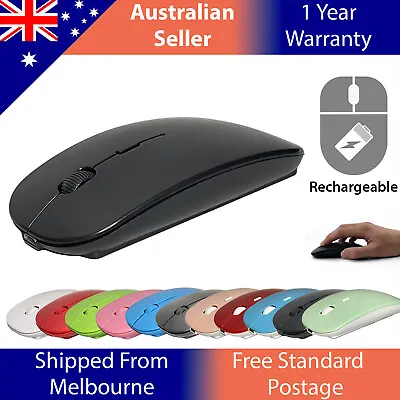 $9.59 • Buy 2.4GHz Slim Cordless Wireless Rechargeable  Mouse + USB Receiver For Laptop PC
