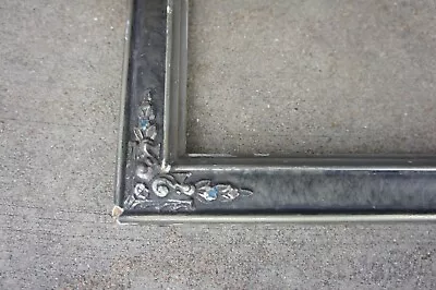 Vintage Antique Wood & Gesso Gray Floral Corners Picture Frame Fits 10 X 16 • $39