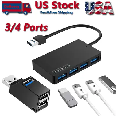 USB 3.0 4 Port Hub Splitter For PC Mac MacBook Notebook Laptop Desktop Portable • $3.99
