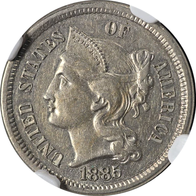 $422 • Buy 1885 Three (3) Cent Nickel Proof NGC PF61 Nice Eye Appeal Nice Strike