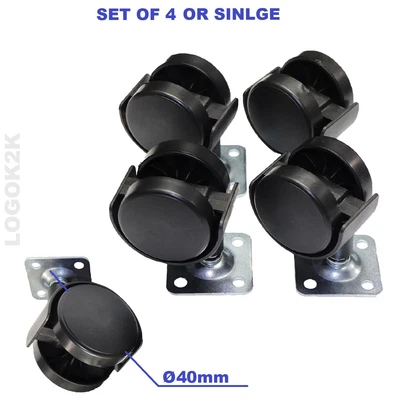 £6.60 • Buy Swivel Chair Table Furniture Wheel On Plate  Castor PVC  Replacement 40mm 1.5''
