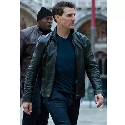 Tom Cruise Mission Impossible Dead Reckoning Leather Jacket Free Shipping • $115