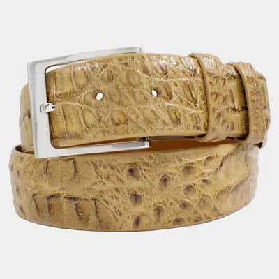 Genuine Caiman Hornback Tan Crocodile Leather Belt (Made In U.S.A) • $150