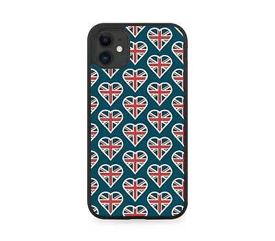 Union Jack Love Heart Flags Rubber Phone Case Flag Hearts Design Colours F084 • £15.90