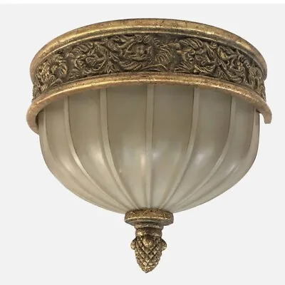 Murray Feiss Baroque Brulee Gold Wall-Mount Sconce Frosted Matte Cream Globe • $69.99