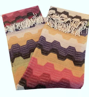 MISSONI HOME BED DECOR THROW 51x75 In 130x190cm FRINGES 80% WOOL TRISTAN 156E • $240