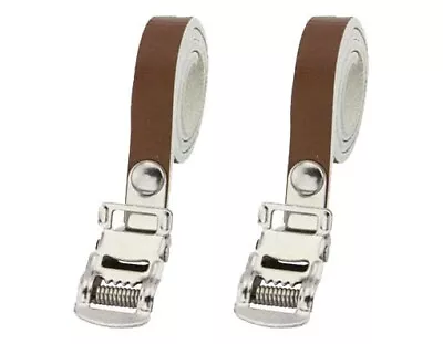 NEW! BICYCLE TOE CLIP STRAPS LEATHER BIKE VINTAGE BROWN 370 Mm. • $13.90