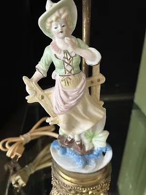 Vintage Bisque Boudoir Figural Lamp {056} • $21.99