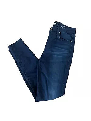 7 For All Mankind Women's Coated Maternal Ankle Skinny Jeans Dark Denim Size 27 • $24.99