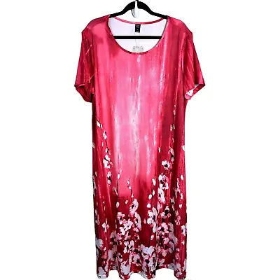 Emery Rose Plus Women's Pink Floral MOO MOO Maxi House Dress Size 1X • $16