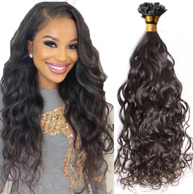 Thick Wavy Curly Flat Tip Keratin Fusion Keratin Tip Human Hair Extensions 100g • $135