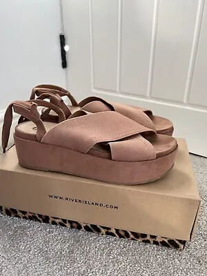 £20 • Buy River Island Flatform Sandals UK 6 Dark Pink