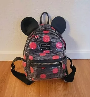 Disney Park Loungefly Minnie Mouse Rocks The Dots Sequin Backpack Multi One Size • $64.99