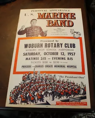 United States Marine Corps Band Card Poster ~  The President's Own  ~ 1957 • $155