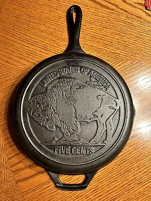 Vintage Lodge Buffalo Nickel 10.25  Cast Iron Skillet Wildlife Series • $23.99