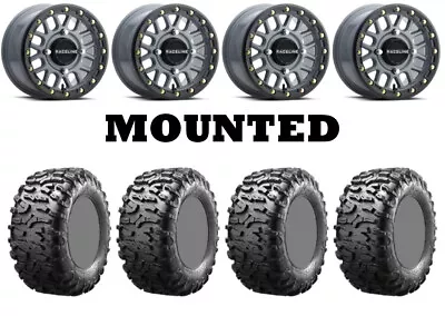 Kit 4 Maxxis Bighorn 3.0 Tires 26x9-14 On Raceline Podium Beadlock Gray 550 • $1623.62