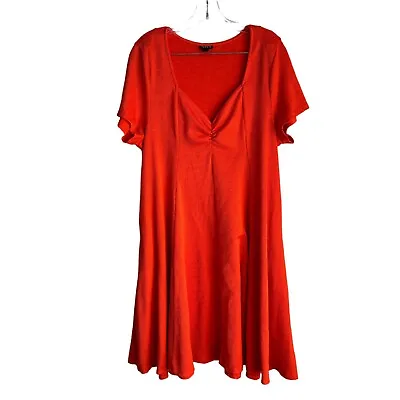 Torrid Women's A Line Dress Plus Size 2 Orange Textured Short Sleeve Stretch • £19.99
