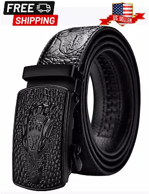 Mens Leather Ratchet Belt For Men Adjustable Automatic Buckle Belts (Sale) • $5.99