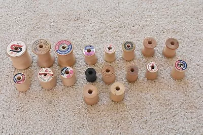 Lot  18 Vintage Wood Sewing Thread Spools Various Sizes 5.4 Ounces N08 • $5.25