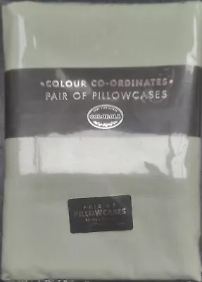 Pair Of Coloroll Polyester Cotton Pillowcases - Pastel Green - New In Packet • £7.50