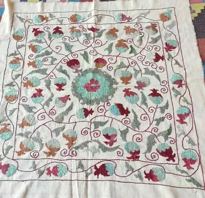Silk On Cotton Suzani Wall Hanging Uzbek Handmade Embroidery 30 X30  D-1B • $52