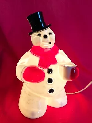 Vintage 7  Royalite Christmas Hard Plastic Blow Mold FROSTY Snowman Lite Up !! • $42.99