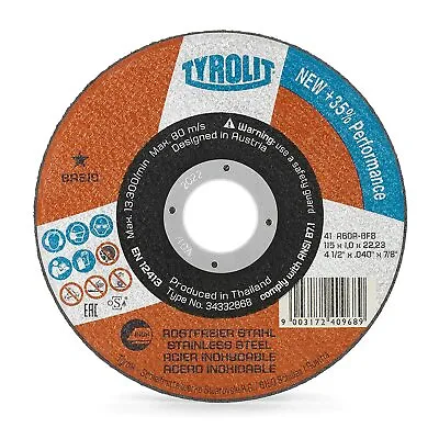 Tyrolit Superthin Cutting Discs 115x1mm 125x1mm & 230x2mm Box Of 25 • £25.90