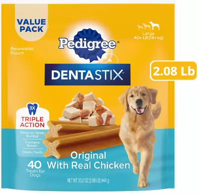 Pedigree Dentastix Original Flavor Dental Bones Treats For Large Dogs 2.08 Lb. • $16.97