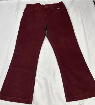 Vintage 70s Levi's 646 Corduroy Bell Bottom Pants Size 36x30 Maroon Cords USA • $120