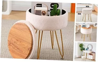  Footrest Footstools Round Velvet Ottoman With Storage Space Soft Champagne • $44.42