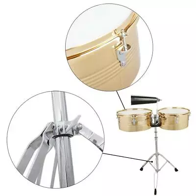 Professional Timbales 13  & 14  Drum Set Latin Percussion With Stand Golden • $94.99