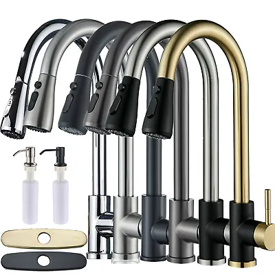 Kitchen Sink Faucet Single Handle Single Hole Pull Down Swivel Sprayer Mixer Tap • $23.89