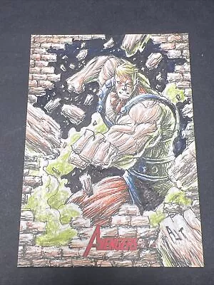 Marvel Greatest Heroes Sketch Card By Anthony J Tan Strong Guy • $199.95