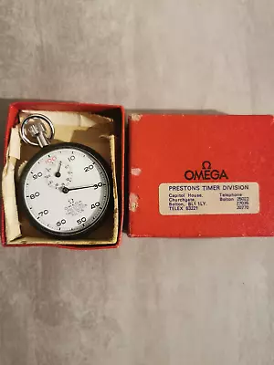 Rare Mens Omega Prestons Timer Division Stop Watch Hand-Wind Open Face Boxed • £185