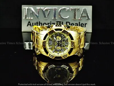 Invicta Men Glass Carbon Fiber Scuba MOTO Pro Diver Chrono 18KGIP Gold SS Watch • $117.99