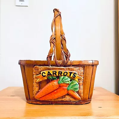 Vintage Carrots Wicker Basket Woven Gardening Garden Gathering Vegetable Retro • $70