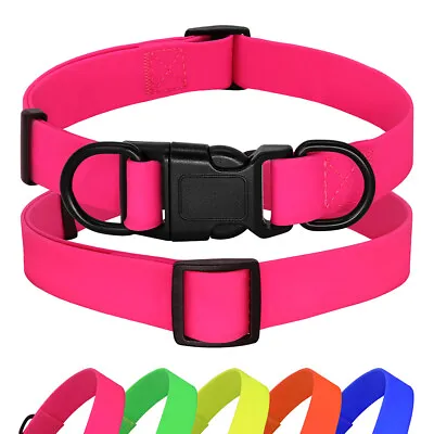 Waterproof Pet Dog Puppy Collar Soft Silicone Anti-Odor Adjustable 5 Colours S-L • £8.39