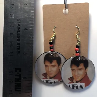 Vintage Elvis Presley Earrings Round 1-1/2 Inches  • $8