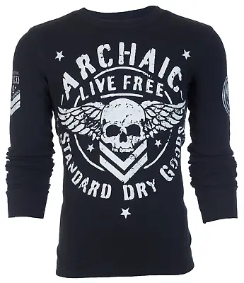$24.95 • Buy ARCHAIC By AFFLICTION Mens LONG SLEEVE THERMAL Shirt STRONG CREST Biker $58